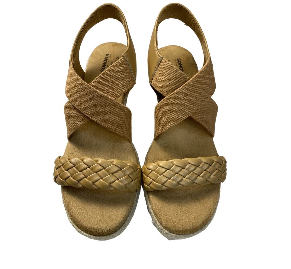 Sonoma Ortholite Eco Taupe Espadrille Wedges Women's Size 8